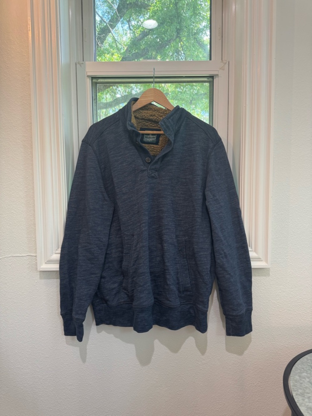 Men's Sherpa-Lined Half-Zip Pullover Jacket - Navy